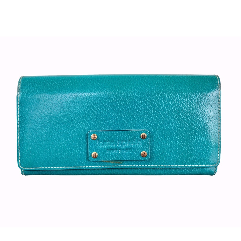 Kate Spade teal blue leather wallet